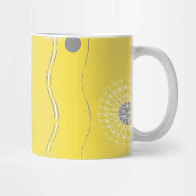 entry for the Yellow and Gray contest: stylized dandelions on a yellow background by EEVLADA